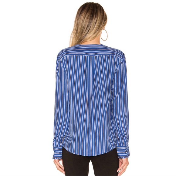 NEW RAG & BONE REVOLVE BLUE STRIPED SILK BLOUSE - Picture 6 of 8
